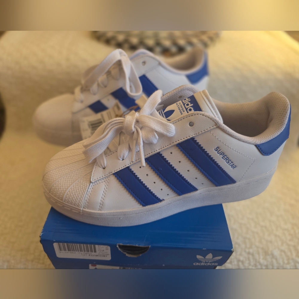 Brand New Adidas Superstar Sneakers - White and Blue
